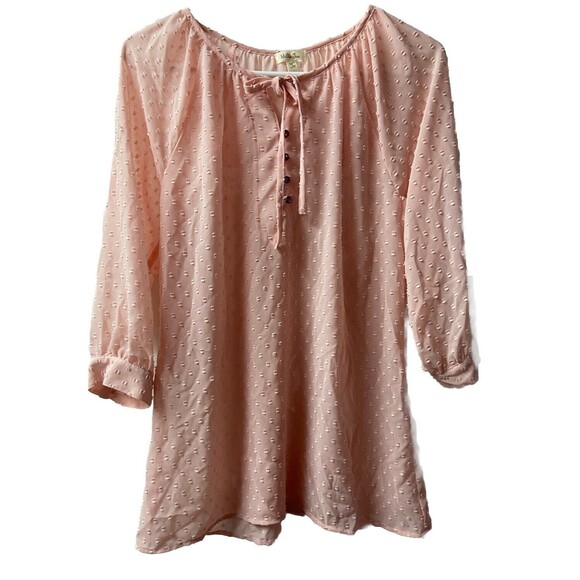 Matilda Jane Top Womens Size Small Light Pink Pop-Over Blouse Nubby 3/4 Sleeved - Picture 1 of 7